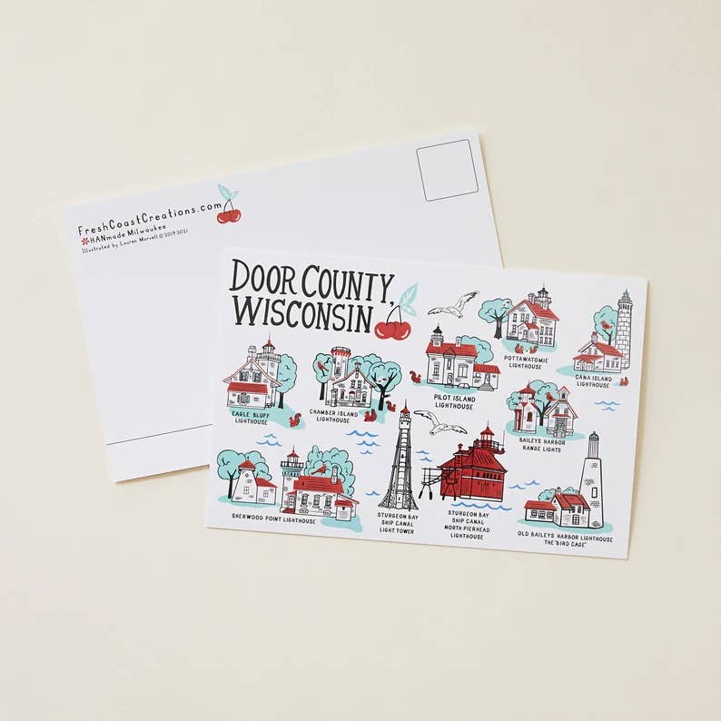 Door County Lighthouses Postcard: Single