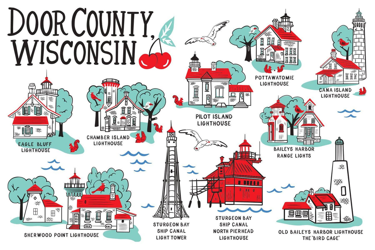 Door County Lighthouses Postcard: Single